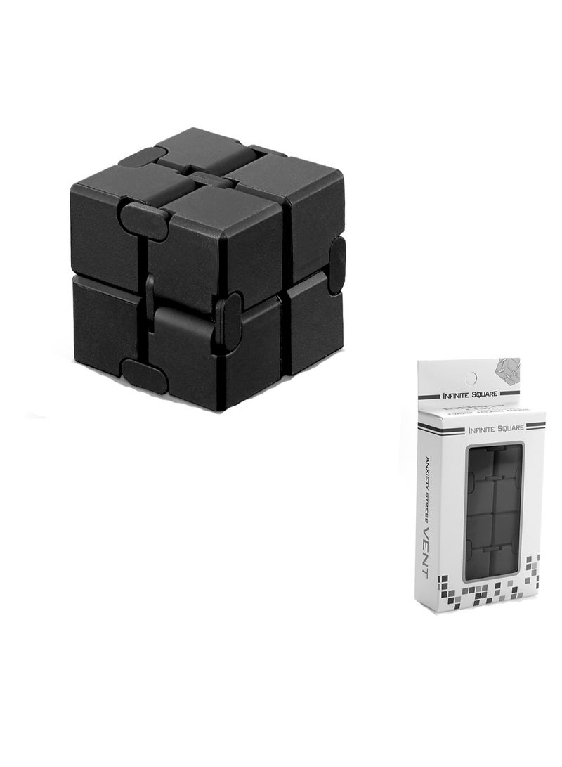 لعبة فيدجيت كيوب الإصدار الجديد من لعبة فيدجيت فينجر - مكعب روبيك المعدني اللامتناهي لتخفيف التوتر والقلق/تخفيف اضطراب فرط الحركة ونقص الانتباه، هدية حسية متينة للغاية للبالغين والمراهقين (أسود) - Image 1